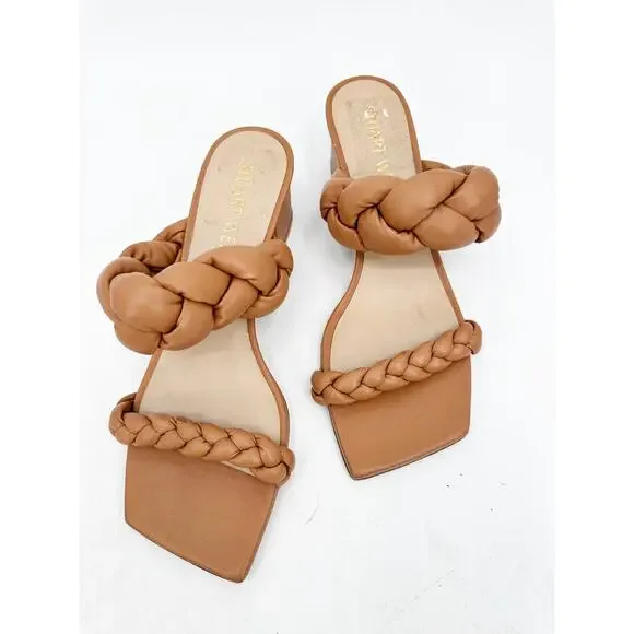 Stuart Weitzman Playa Braided Block-Heel Sandals 9.5 - Picture 3 of 6